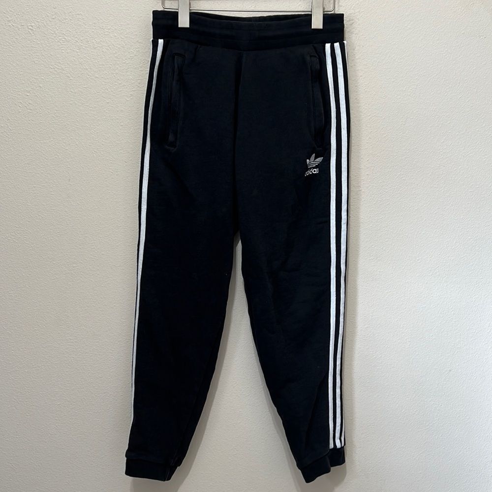 Adidas Black Three Stripe Joggers